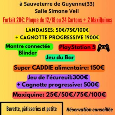 Le programme des lotos du Coeur à Sauveterre de Guyenne