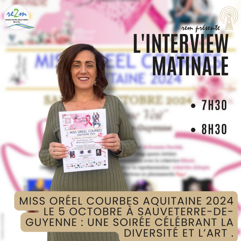 Assistez à Miss Oréel Courbes Aquitaine 2024 le 5 octobre à Sauveterre-de-Guyenne : une soirée célébrant la diversité et l’art avec spectacles et défilés.