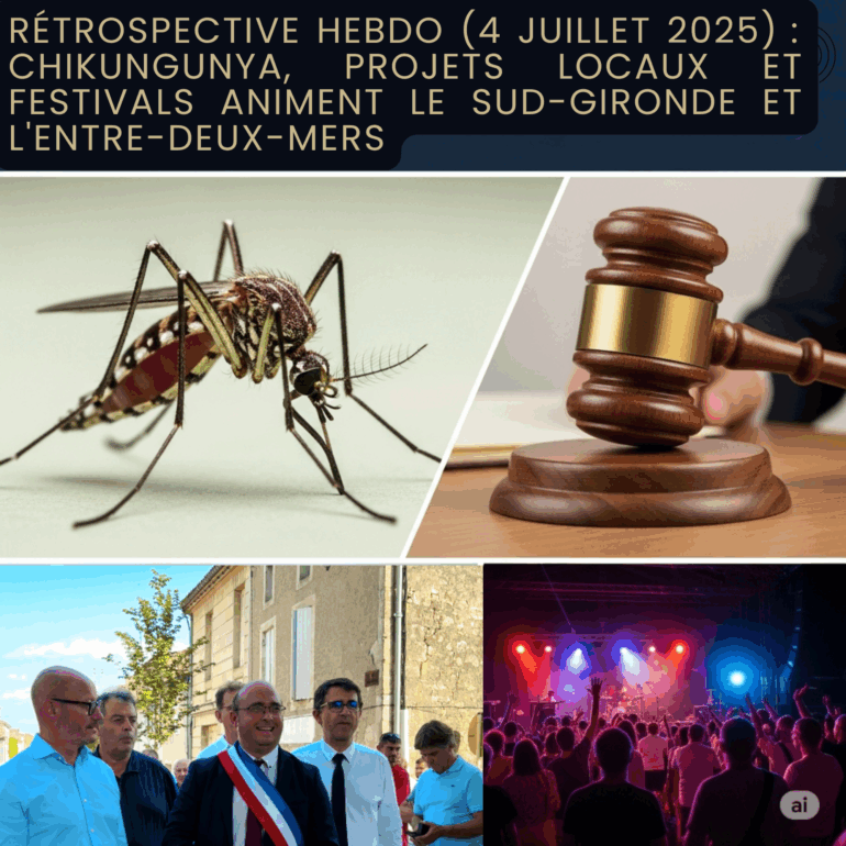 Rétrospective Hebdo (4 Juillet 2025) Chikungunya, Projets Locaux et Festivals animent le Sud-Gironde et l'Entre-deux-Mers