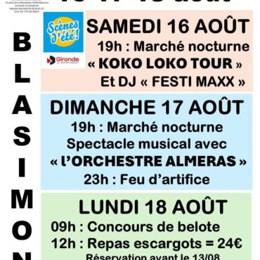 Fête de Blasimon 2025 3 jours de festivités