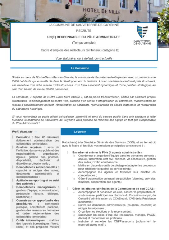 Sauveterre-de-Guyenne se renforce pour piloter sa transformation