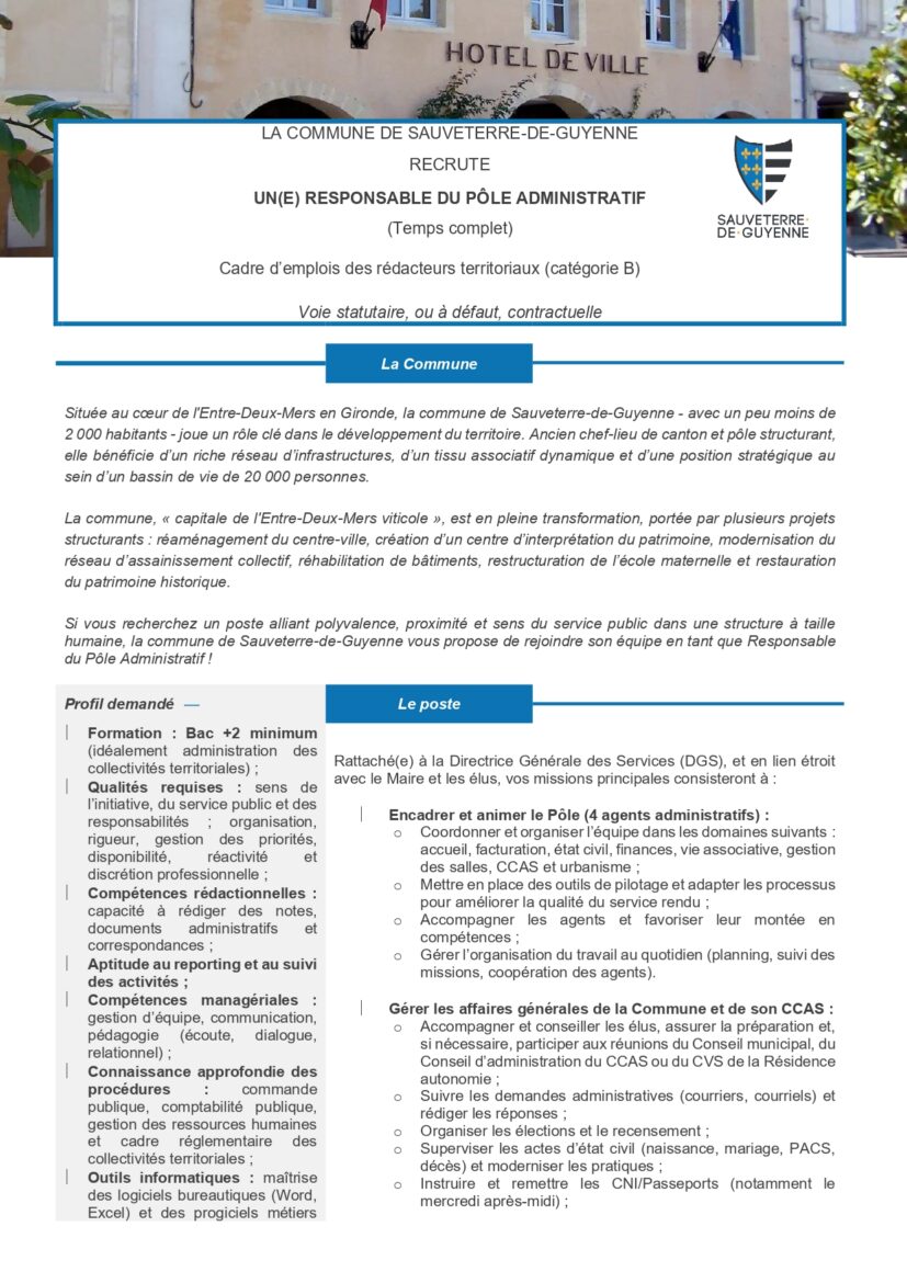 Sauveterre-de-Guyenne se renforce pour piloter sa transformation