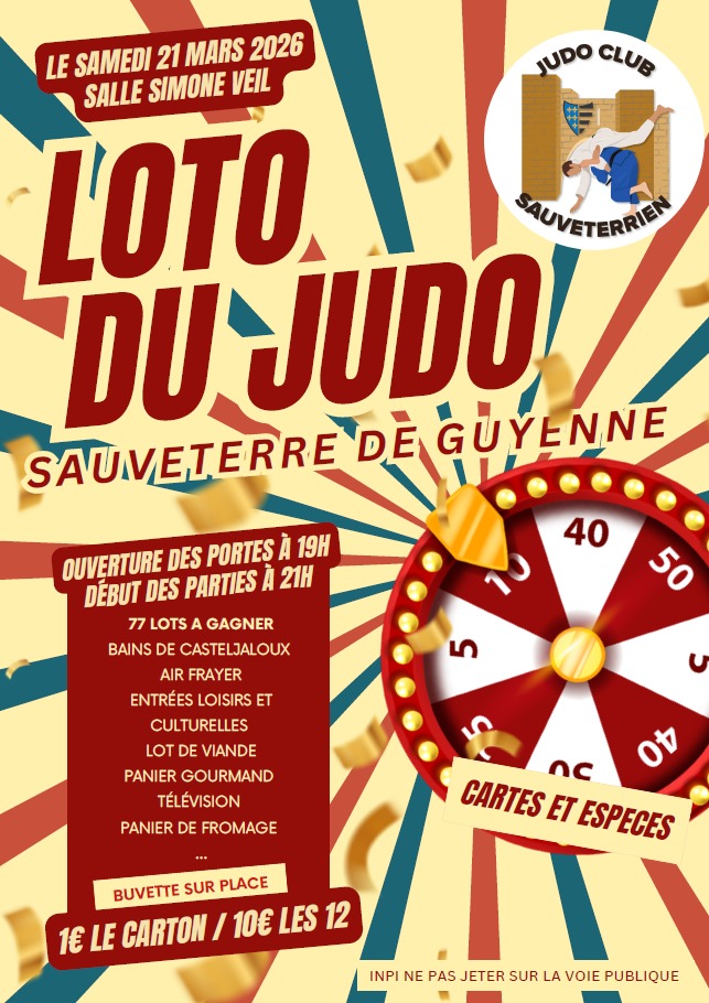 Le Judo Club Sauveterrien organise son Loto le 21 mars